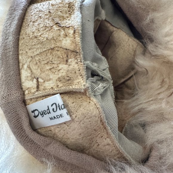 Dyed Italian Lamb beige fur hat band diameter 7 inches made in Italy - Picture 7 of 9